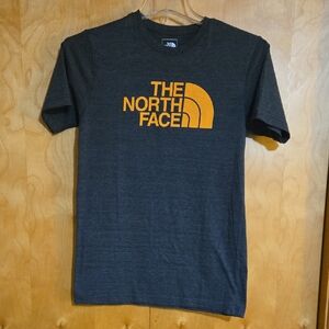 The North Face Charcoal Tee with Vibrant Yellow Logo